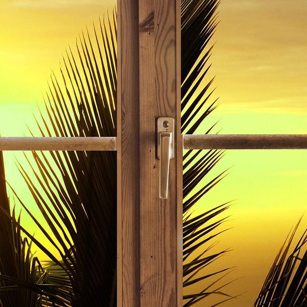 Feeby Wandbild Fensterrahmen Kunstdruck Art Leinwandbild Natur Blätter Orange 90x60 cm 90x60 cm M128