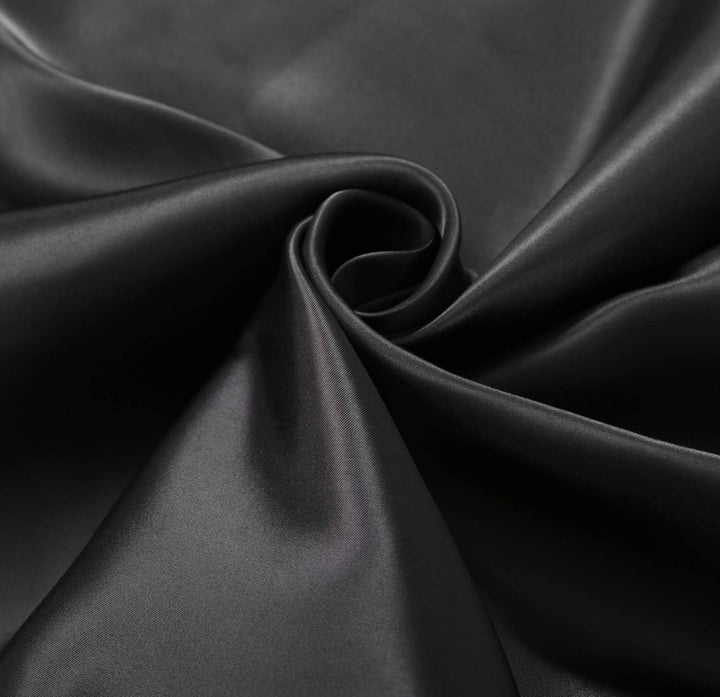Damier Bettwäsche 200x200cm Schwarz Satin Bettwäsche Set 3 Teilig Einfarbig Hochwertiges Satin Decke