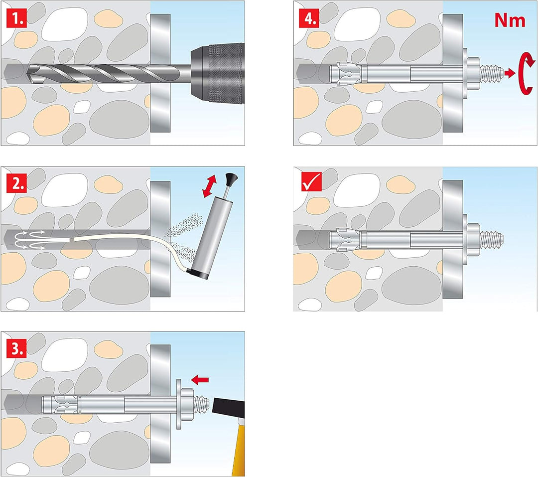 TOX Bolzenanker S-Fix Pro 1 A4 M8x90/25, Schwerlastanker für gerissenen und ungerissenen Beton, im I