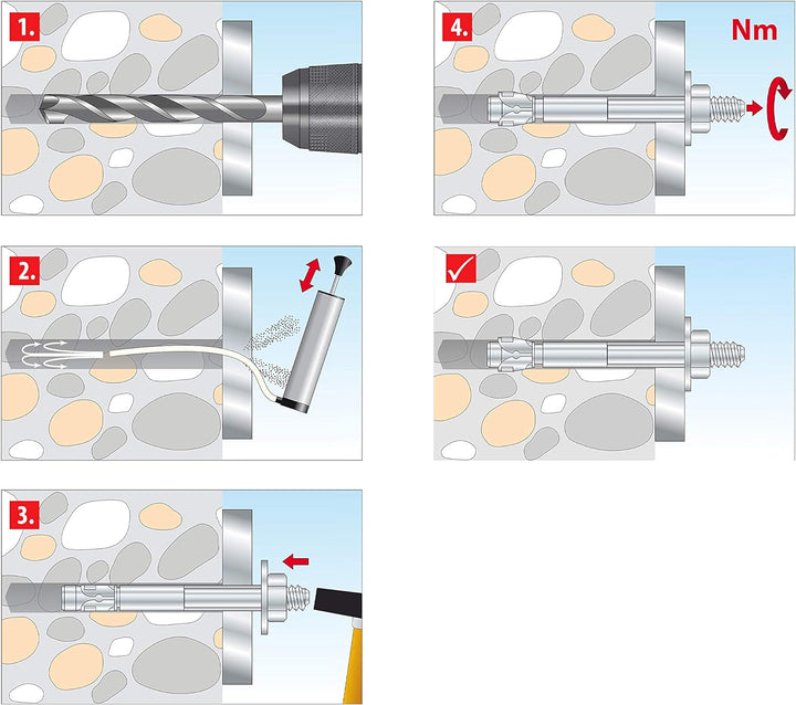 TOX Bolzenanker S-Fix Pro 1 A4 M8x90/25, Schwerlastanker für gerissenen und ungerissenen Beton, im I