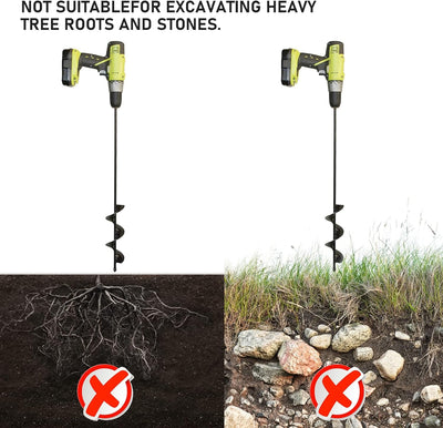 Elektro Gartenbohrer Erdbohrer mit Handschuhe+4 * 22CM+4 * 45CM+8 * 33CM, Akkuschrauber Pflanzbohrer