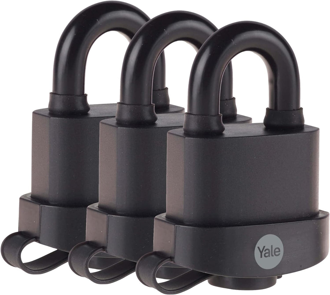 Yale - Y220B/51/118/3 hohe Sicherheit 51 mm wetterfestes Vorhängeschloss, 3er Set - offener Stahlbüg