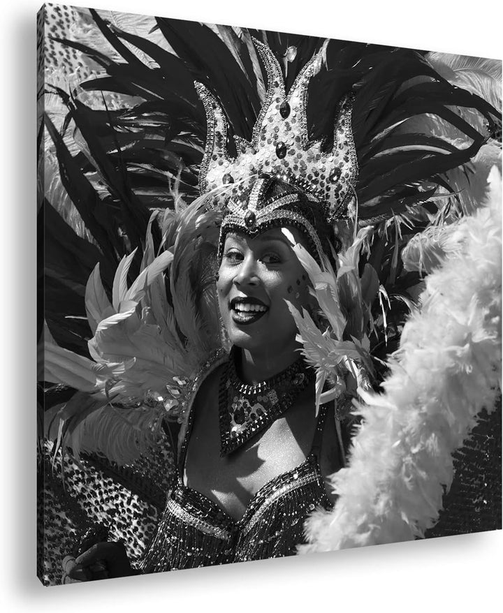 Karneval Parade in Rio Format: 70x70 Effekt: Schwarz&Weiss als Leinwandbild, Motiv fertig gerahmt au