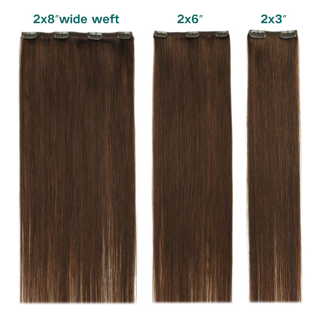 SURNEL Clip in Extensions Eechthaar, 45cm 18 Zoll 120g 6pcs Schokoladenbraun Hair Extensions Clip in