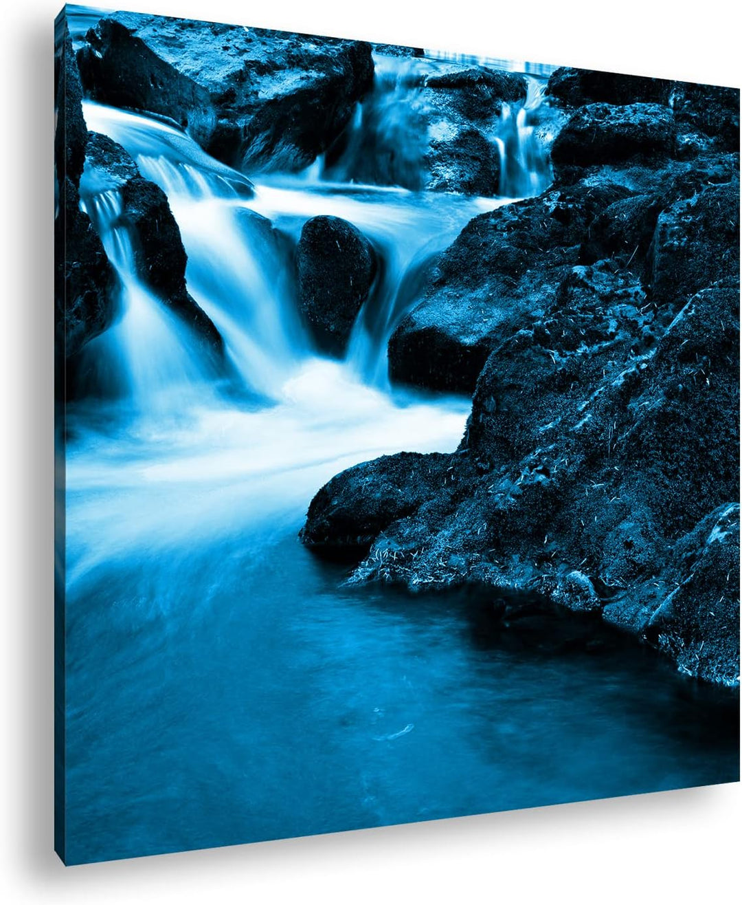 deyoli idyllischer Wasserfall in Irland Format: 70x70 Effekt: Monocrome Blau als Leinwandbild, Motiv