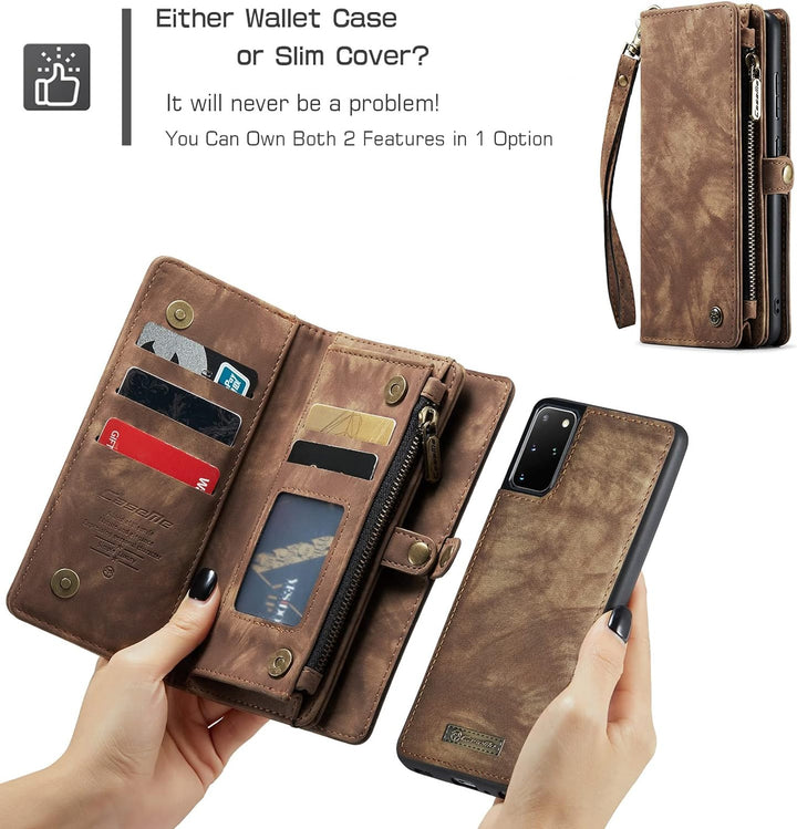 UFinetech 2-in-1 Samsung Galaxy S20 Plus Hülle Handy Tasche Leder TPU Flip Magnetisch Ständer Karten