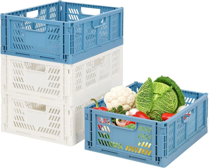 4 Set Plastik Lagerkisten Regal Körbe Faltbar Aufbewahrungsboxen Aufbewahrungskorb Küche Schubladene