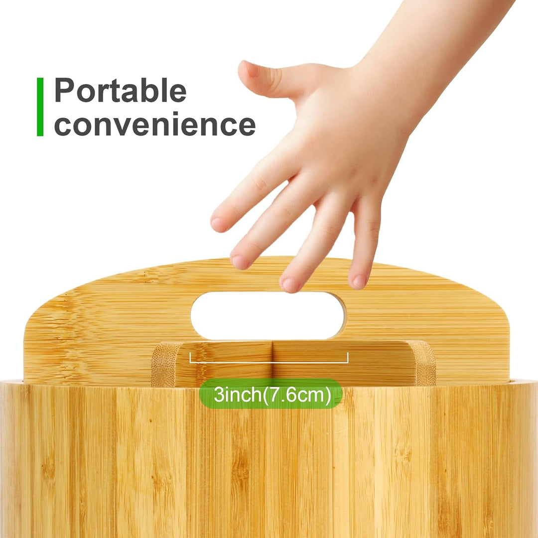 Cinnani 360° Drehbarer Schreibtisch Organizer aus Bambus, Stiftehalter Holz mit Griff, Tisch Organiz