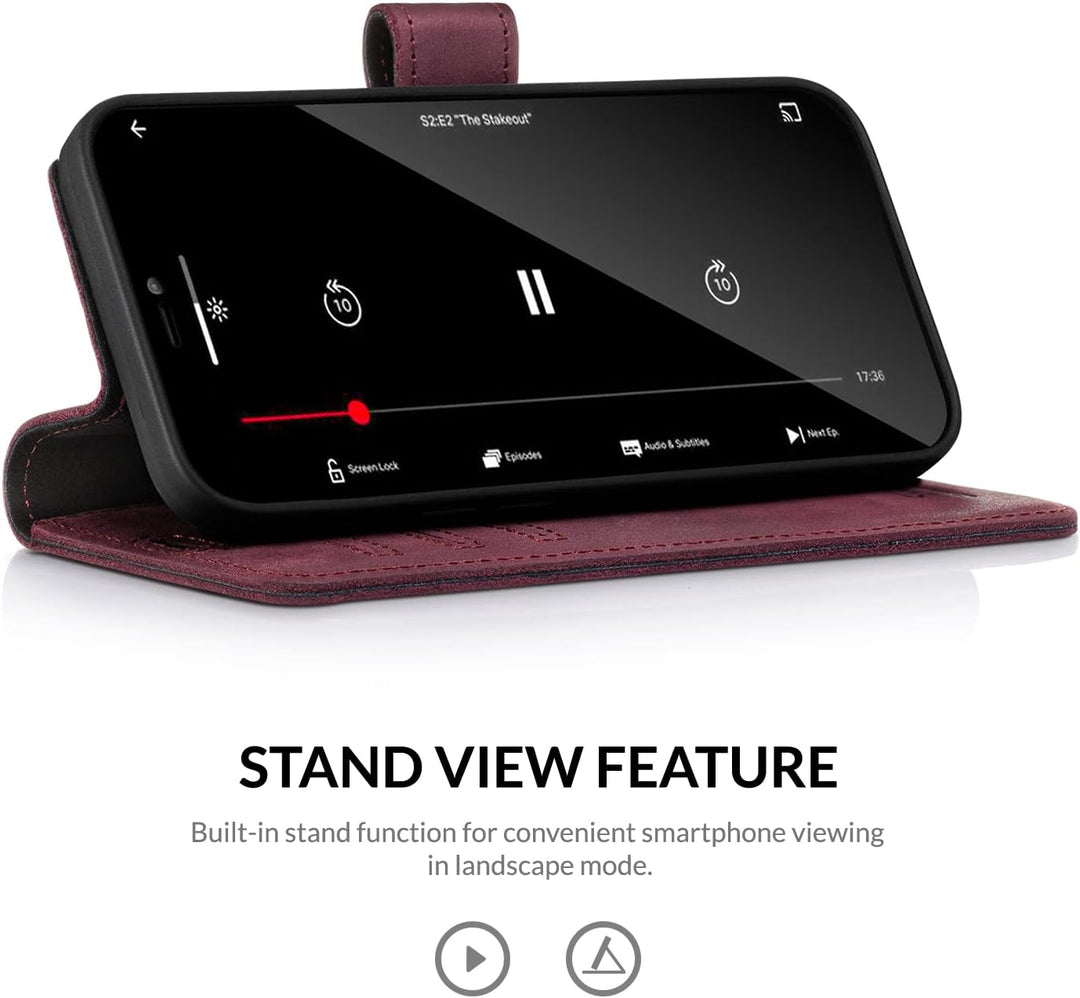 SURAZO Premium Handyhülle für Samsung Galaxy A14 5G – Echtleder Hülle mit Pfote Motiv – Vintage Klap