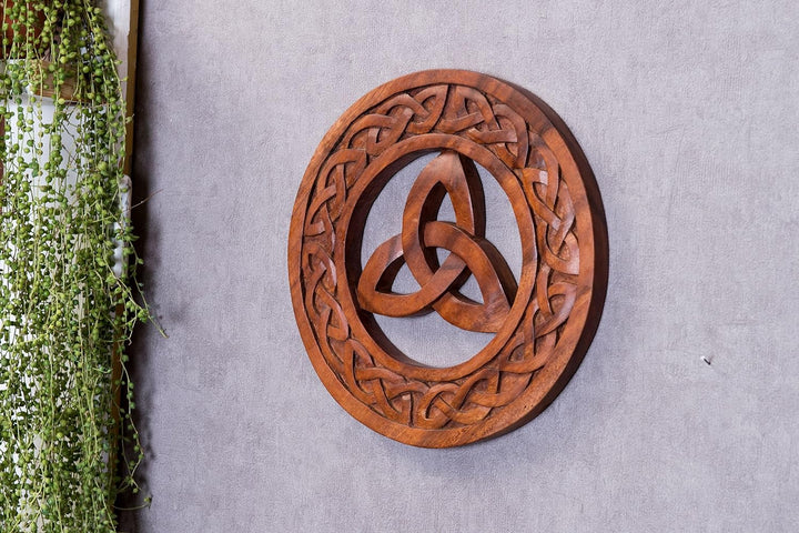 Windalf Celtic Holzbild RIGANI Ø 30 cm Triade Keltsche Hochzeit Wandkunst Handarbeit aus Holz