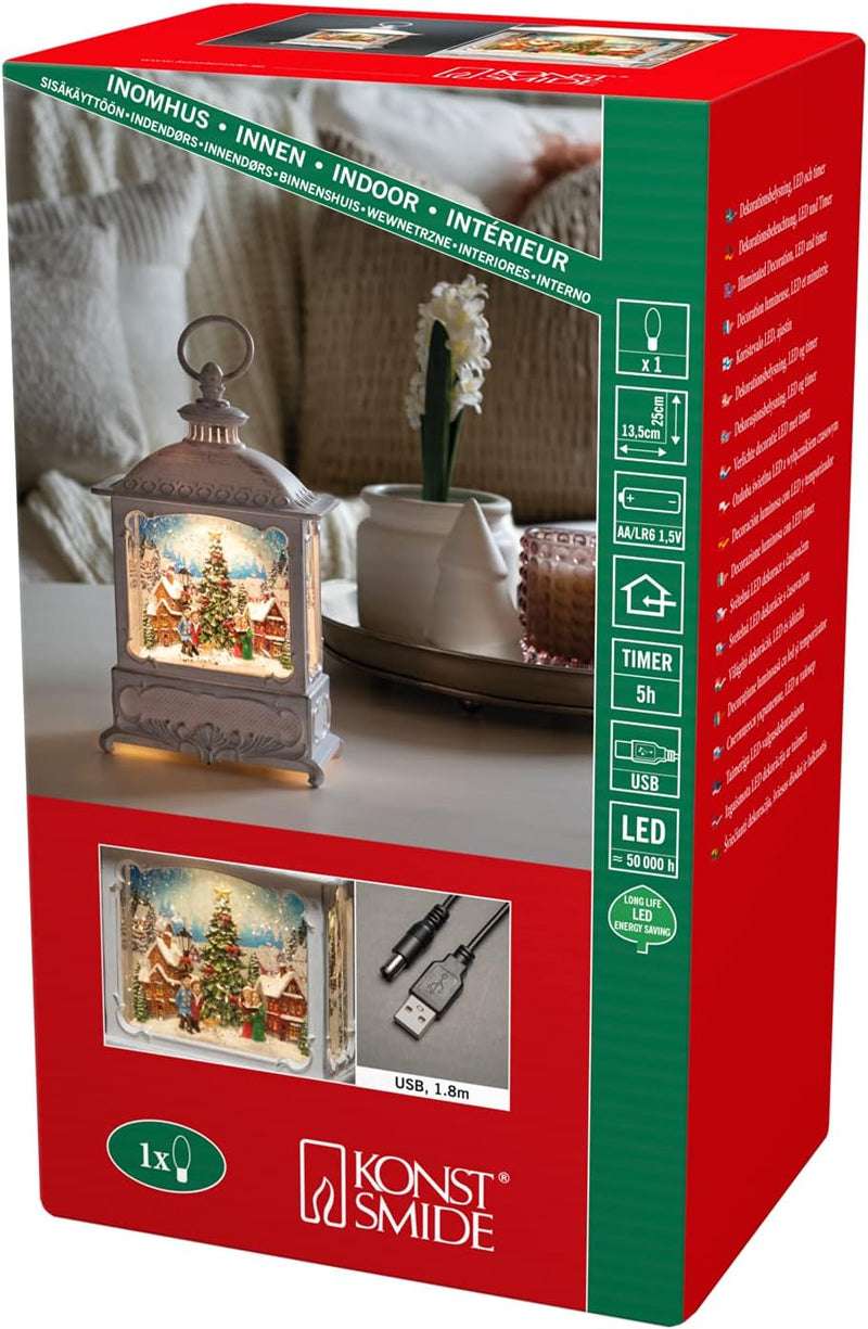 Konstsmide LED Wasserlaterne, weiss, Weihnachtsmarkt, mit an/aus Schalter, 5h Timer, 1 warm weisse D
