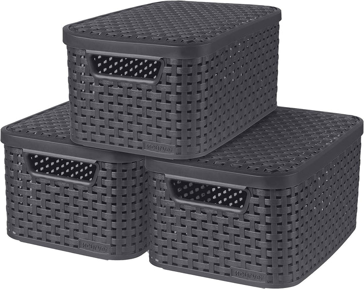 Curver 3-er Set Box S mit Deckel anthrazit, 246250 S Anthrazit, S Anthrazit