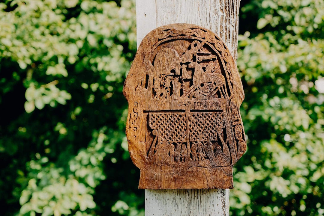 Windalf Wikinger Holzrelief Odin AUF Sleipnir 33 cm Vikings Bildstein Nordische Mythologie Tjängvide