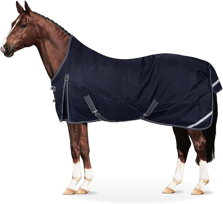 Equinate Regendecke Oakland Highneck Weidedecke mit Fleece 125cm Navy Navy 125cm, Navy 125cm