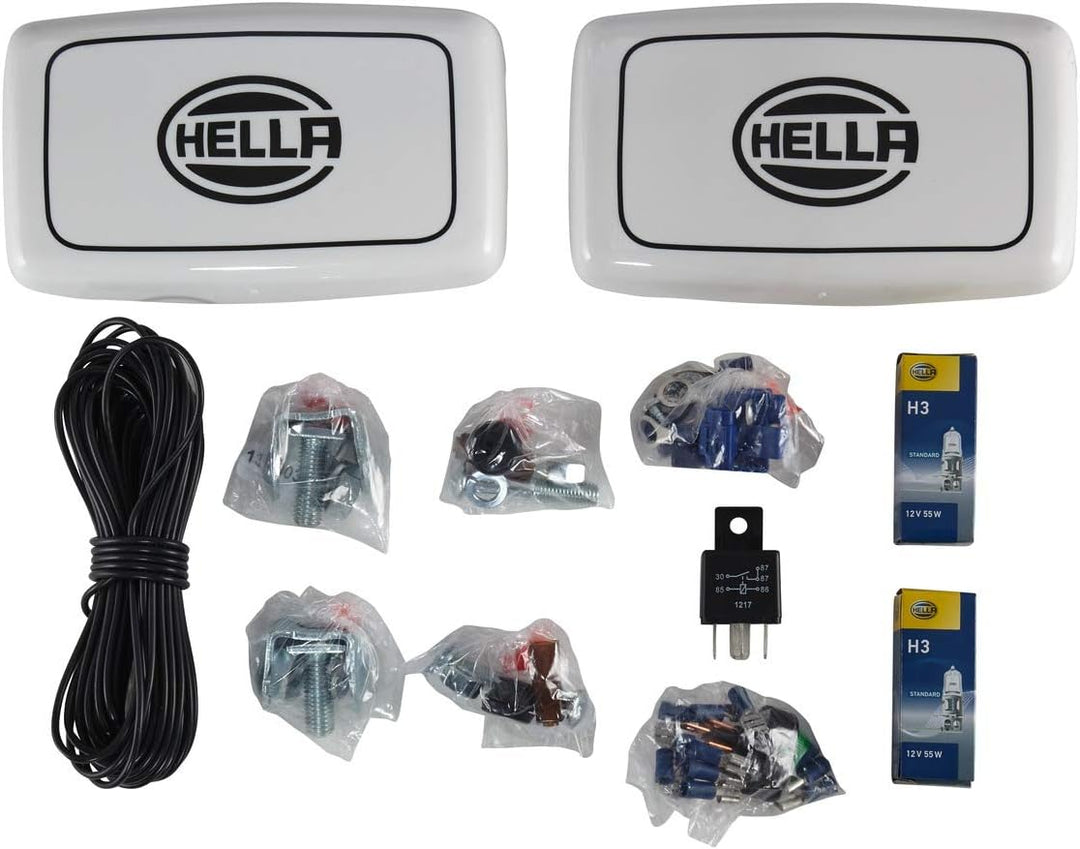 HELLA - FF/Halogen-Nebelscheinwerfersatz - Comet FF 450 - 12/24V - rechteckig - Anbau - Lichtscheibe
