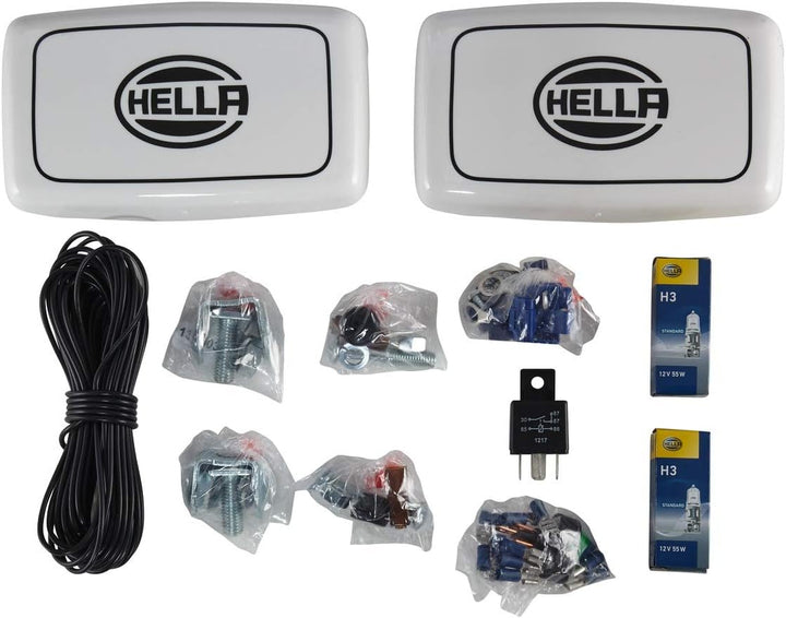 HELLA - FF/Halogen-Nebelscheinwerfersatz - Comet FF 450 - 12/24V - rechteckig - Anbau - Lichtscheibe