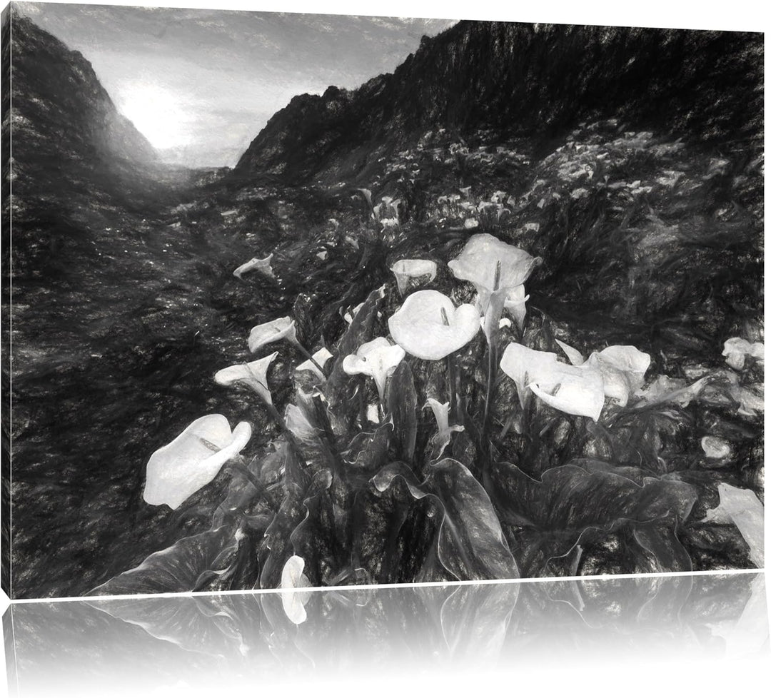 Pixxprint Blumenwiese in den Bergen als Leinwandbild/Grösse: 100x70 cm/Wandbild/Kunstdruck/fertig be