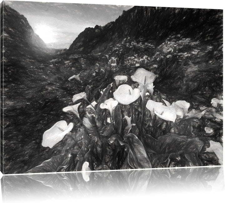 Pixxprint Blumenwiese in den Bergen als Leinwandbild/Grösse: 100x70 cm/Wandbild/Kunstdruck/fertig be