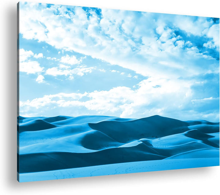 deyoli Wüstendünen Format 80x60 Effekt: Monocrome Blau als Leinwandbild, Motiv fertig gerahmt auf Ec