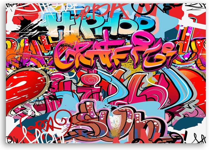 Feeby Vlies Leinwandbild Strassenkunst Wandbild Graffiti 120x80 cm Druckbild Wandbild Wanddekoration