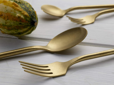 ECHTWERK EW-BS-1685C Tafelbesteck Bari, Stonewashed champagne, 16-teilig, Essbesteck für bis zu 4 Pe