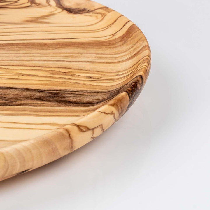 Runder Teller Holz 20x20cm Olivenholz Holzteller Dekoteller Natur Unikat Küche Deko Tischdeko Dekora
