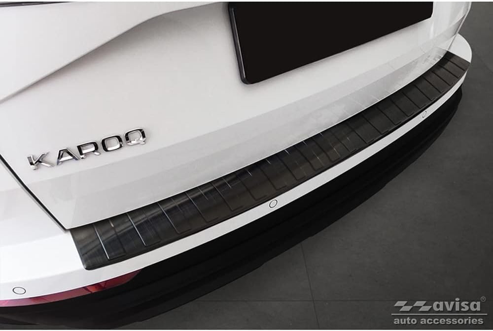 Avisa Schwarz Edelstahl Heckstossstangenschutz kompatibel mit Skoda Karoq Facelift 2022- + Sportline