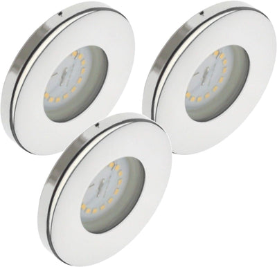 Trango 3er Set IP44 LED Einbaustrahler in Chrom TG6729IP-038MOSD incl. 3x Ultra flach 3-Stufen dimmb