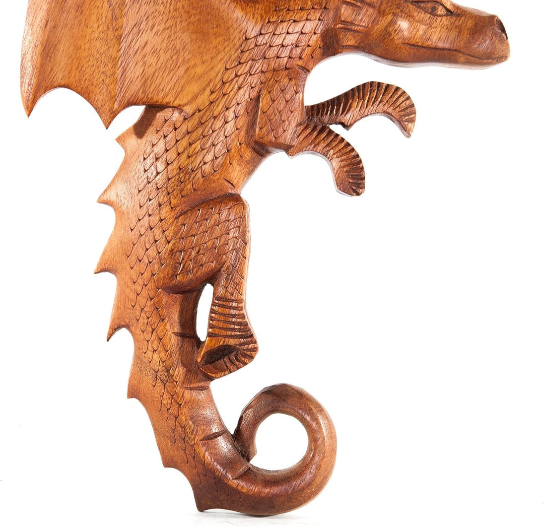 Windalf Wandbild Draco 33 cm Drache rechts schauend Holzbild Handarbeit aus Holz