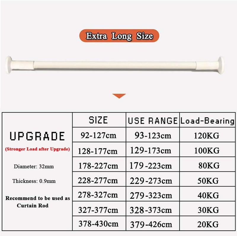 WHITNEY 92 cm-430 cm Extra Lange Gardinenstange, Kein Bohrer erforderlich Ausziehbare Gardinenstange