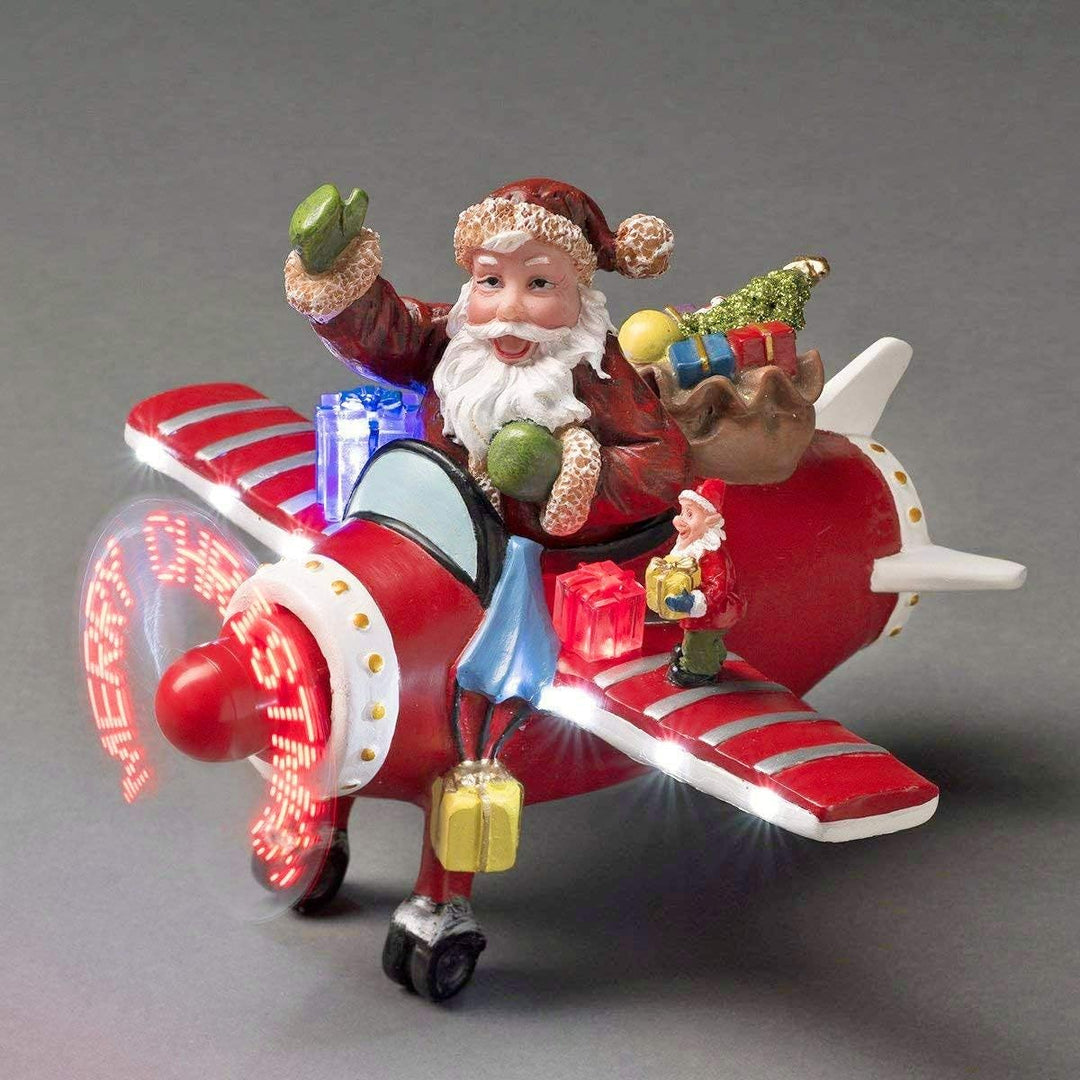 Konstsmide LED Szenerie Weihnachtsmann im Flugzeug, mit Animation, Geräuschsensor und 2 min Timer, 8