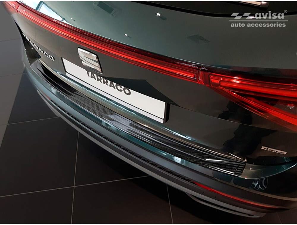 Avisa Echtes 3D Karbon Heckstossstangenschutz kompatibel mit Seat Tarraco 2019-