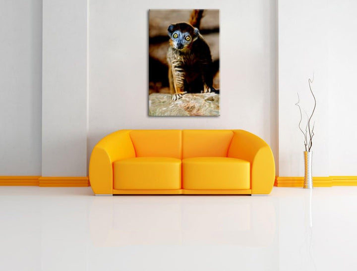 kleiner Sifaka Deluxe Format: 100x70 cm auf Leinwand, XXL riesige Bilder fertig gerahmt mit Keilrahm