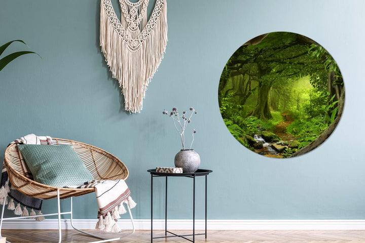 MuchoWow Wandbild Rund Wanddeko Deko Wohnzimmer Bilder 90x90 cm Dschungel - Grün - Natur - Tropisch
