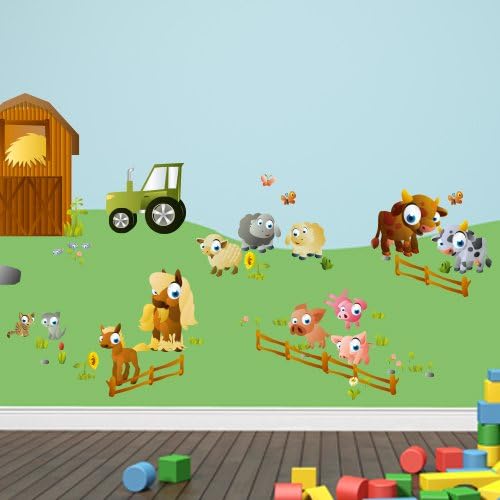 Wandkings Bauernhof Tiere Wandsticker Megapack Set, 99 Aufkleber, Gesamtfläche 260 x 70 cm