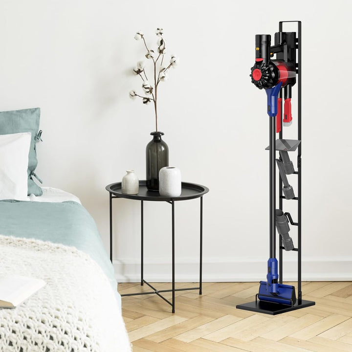 Fousenuk Vacuum Cleaner Stand Schwarz, Staubsaugerständer Metall Kein Bohren Bodenständer, Standfuss