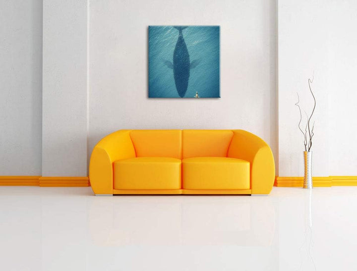 Riesiger Wal Schatten, Format: 70x70 auf Leinwand, XXL riesige Bilder fertig gerahmt mit Keilrahmen,