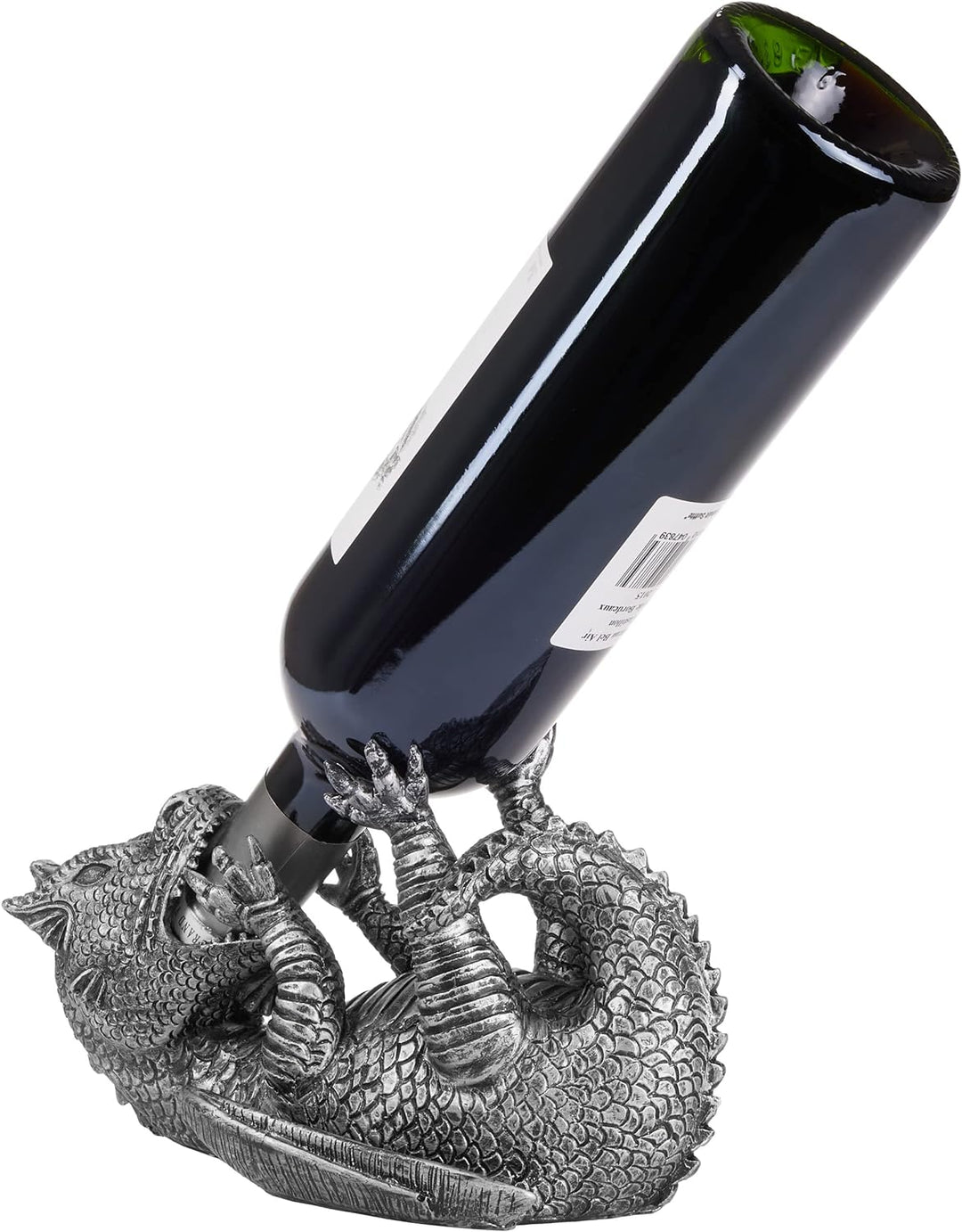 BRUBAKER Weinflaschenhalter durstiger Drache Silber - Fantasy Flaschenhalter Drachenmodel - Flaschen