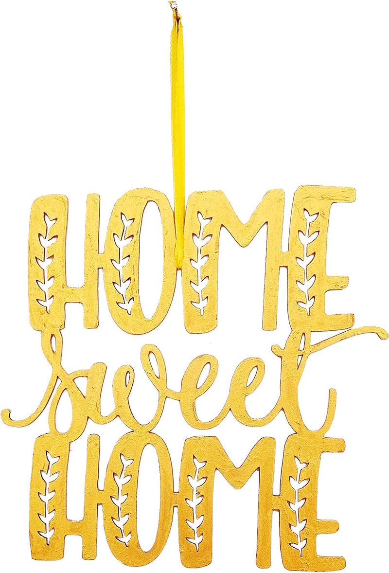 Purpledip 12378 Wandbehang, Holz, lasergeschnitten, Aufschrift "Home Sweet Home", goldfarben