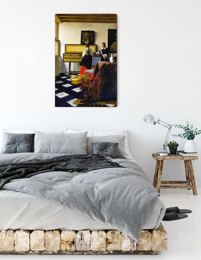 Johannes Vermeer - Die Musikstunde als Leinwandbild / Grösse: 100x70 cm / Wandbild / Kunstdruck / fe