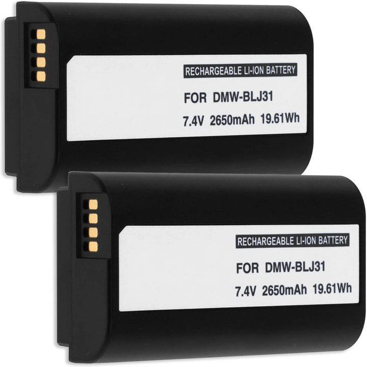 2X Akku kompatibel mit DMW-BLJ31 kompatibel mit Panasonic Lumix DC-S1, S1R, S1H [Li-Ion - 2650mAh -