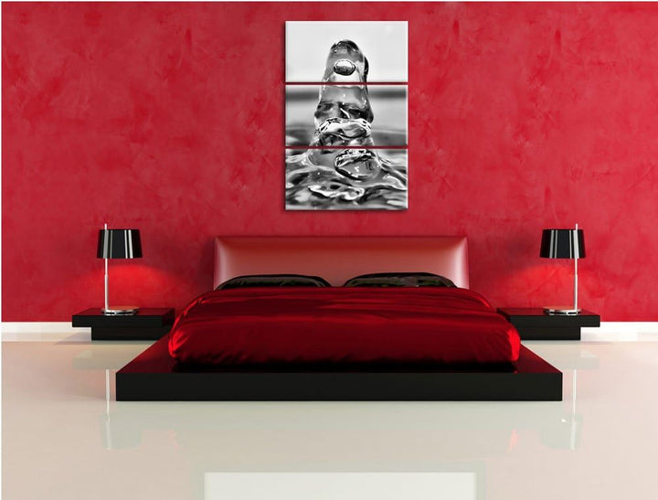 Pixxprint Tropfen fällt ins Wasser als Leinwandbild/Grösse: 3 Teilig (120x80) cm/Wandbild/Kunstdruck