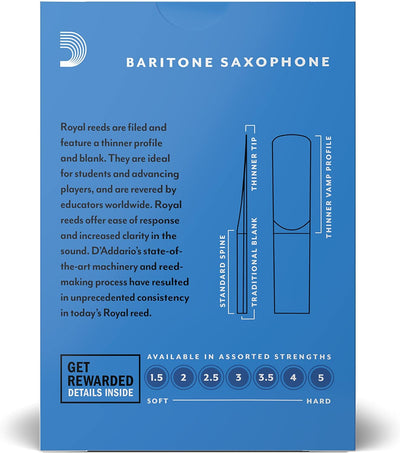 Royal Blätter für Baritonsaxophon Stärke 2.0 (10 Stück), Stärke 2.0