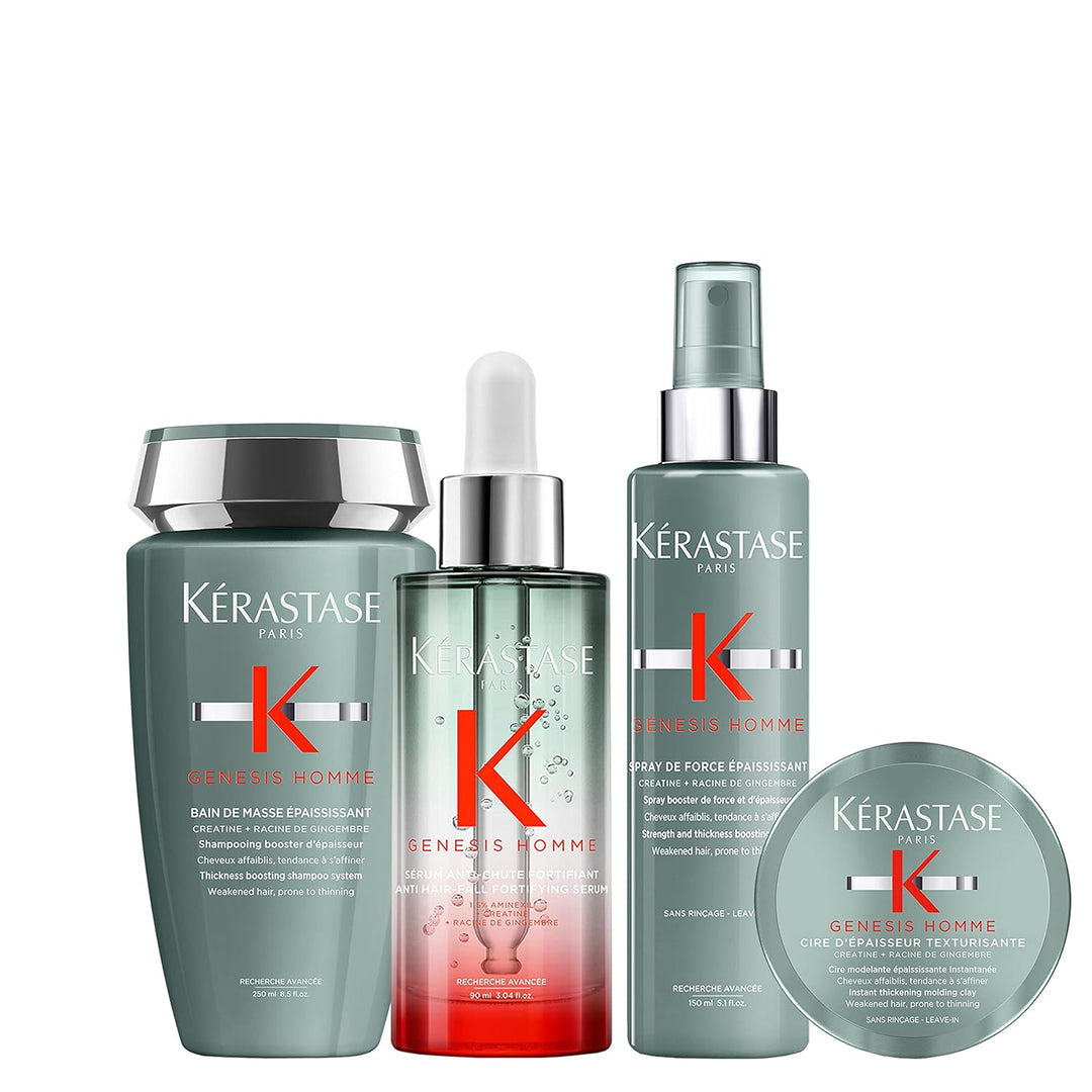 Kérastase, Genesis Homme, Pflegeroutine mit Shampoo, Haarkur, Haarwachs und Stylingspray, Für geschw