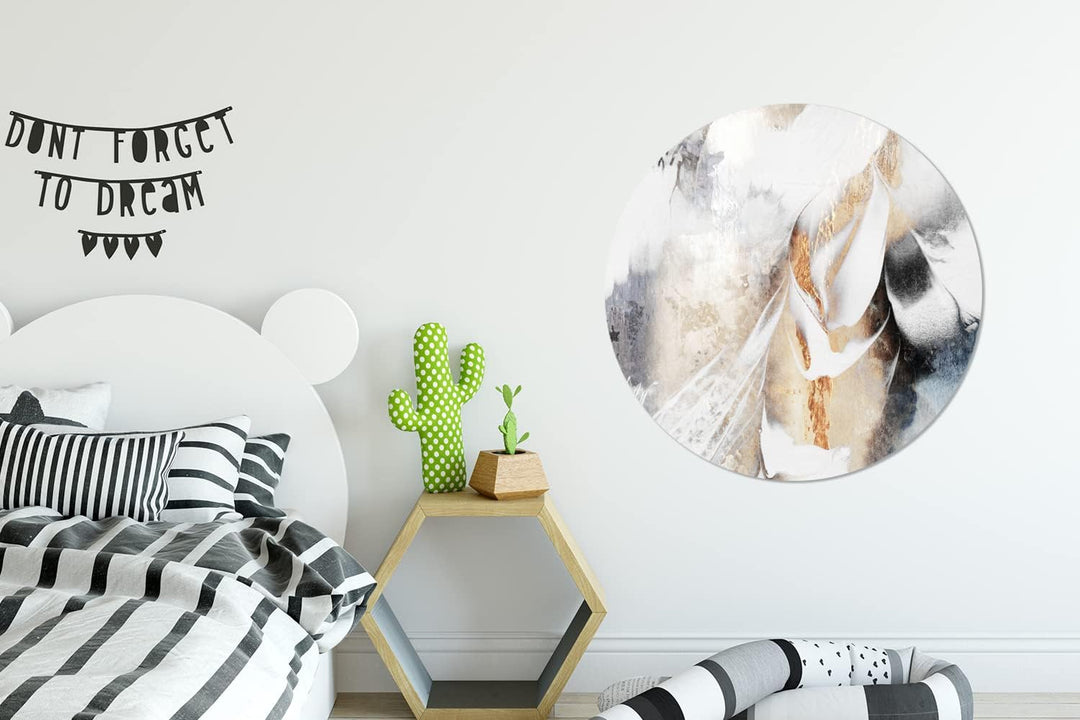 MuchoWow Wandbild Rund Wanddeko Deko Wohnzimmer Bilder 90x90 cm Abstrakt - Gold - Design - Luxe, 90x