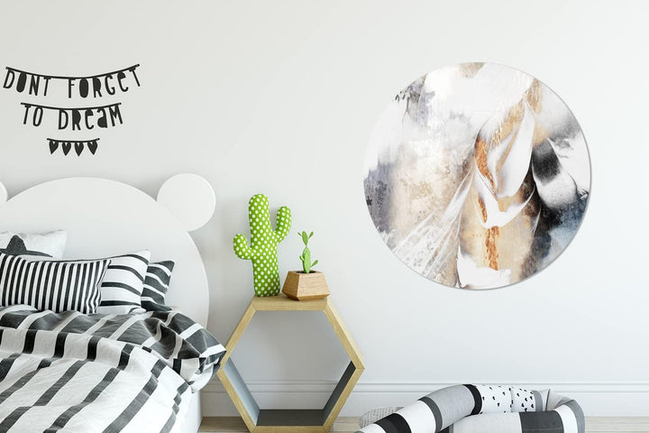 MuchoWow Wandbild Rund Wanddeko Deko Wohnzimmer Bilder 90x90 cm Abstrakt - Gold - Design - Luxe, 90x