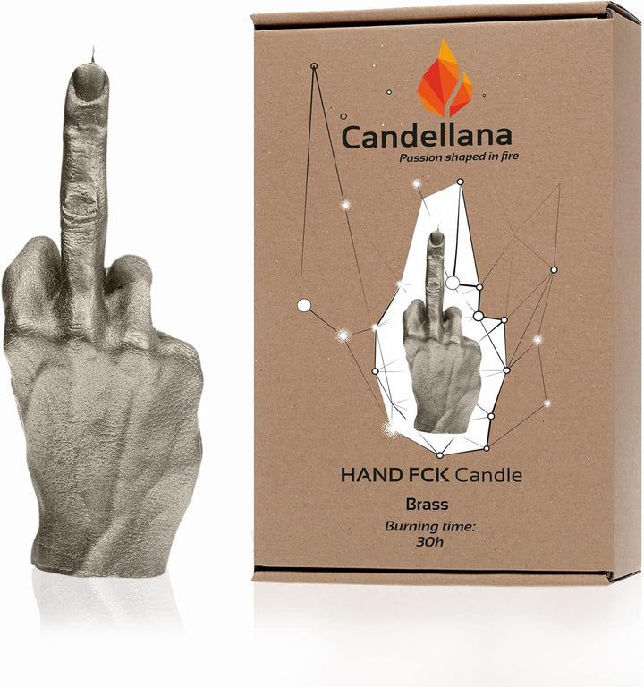 Candellana Kerze in Form eines Mittelfingers | FCK | Höhe: 20 cm | Messing | Brennzeit 30h | Kerzeng