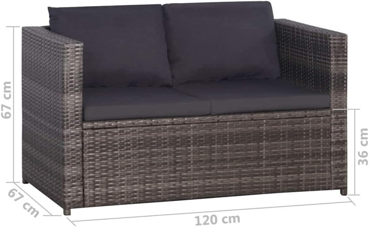 tidyard Garten-Sofagarnitur 11-TLG. Poly Rattan Sofagruppe Grau, inkl 1 Tisch + 2 Sofabank +4 Sitzpo