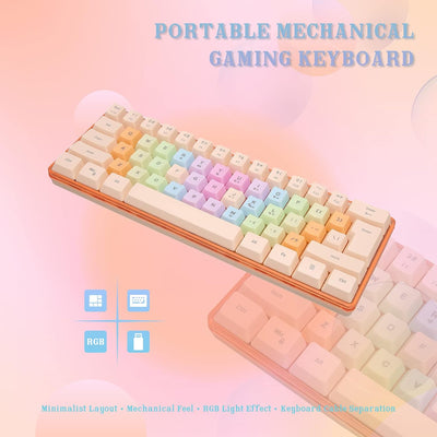 Gugxiom Kabelgebundene 60% Mechanische Gaming-Tastatur, 61 Tasten, 60% Tastatur mit 9 RGB-Modi und 8