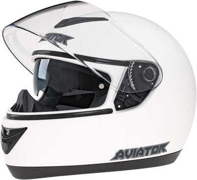 Integralhelm Mit Sonnenblende Weiss Matt Helm Motorradhelm Quad Klapphelm Schutz L - 59-60 cm, L - 5